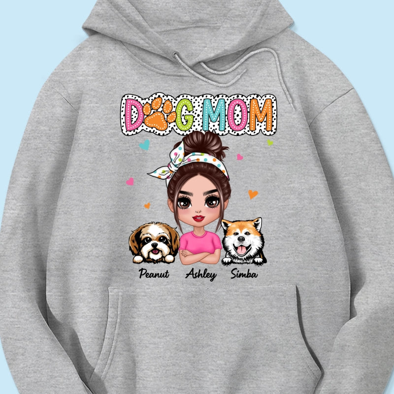 Dog Mom Summer Vibe Dots Sassy Woman & Peeking Dogs Personalized Shirt