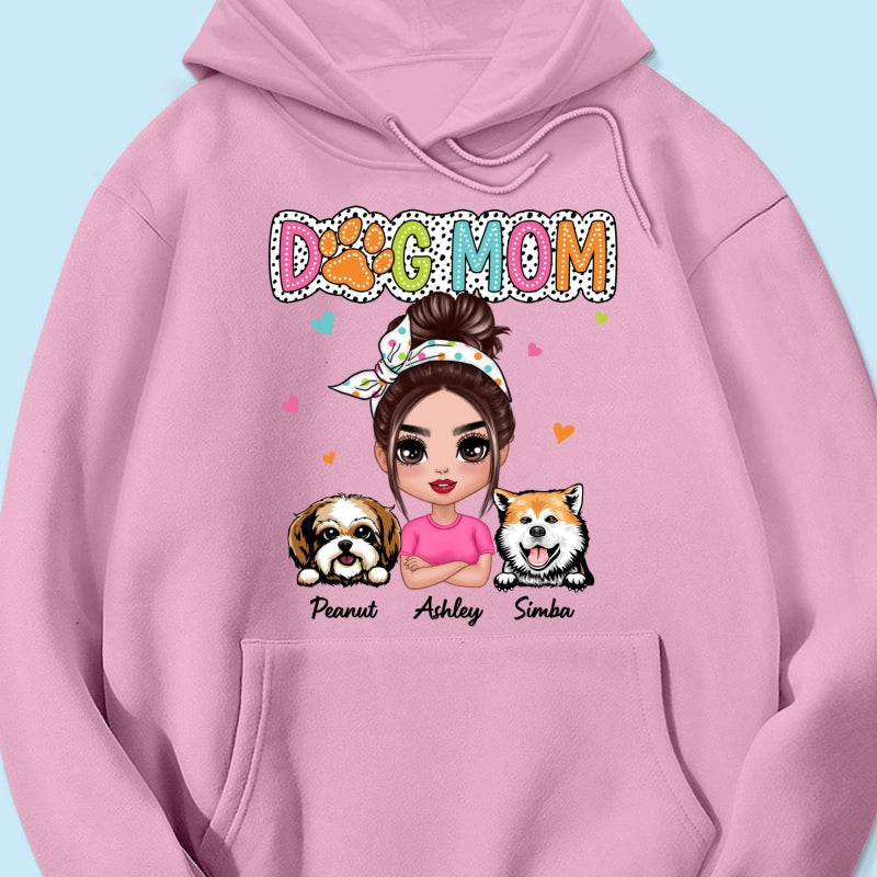 Dog Mom Summer Vibe Dots Sassy Woman & Peeking Dogs Personalized Shirt