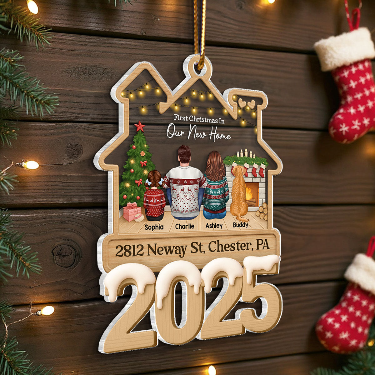 Family First Christmas In New Home - Personalized Acrylic Ornament - Unique Christmas Gift For Couple, Family