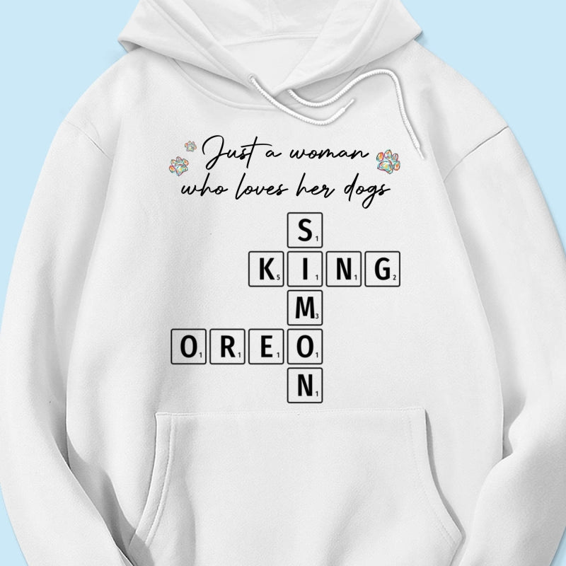 Just A Woman Who Loves Dogs Cats Crossword Puzzle Art Personalized Shirt