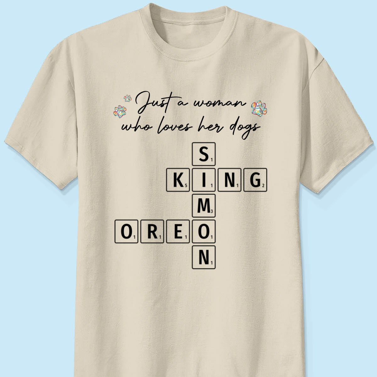 Just A Woman Who Loves Dogs Cats Crossword Puzzle Art Personalized Shirt