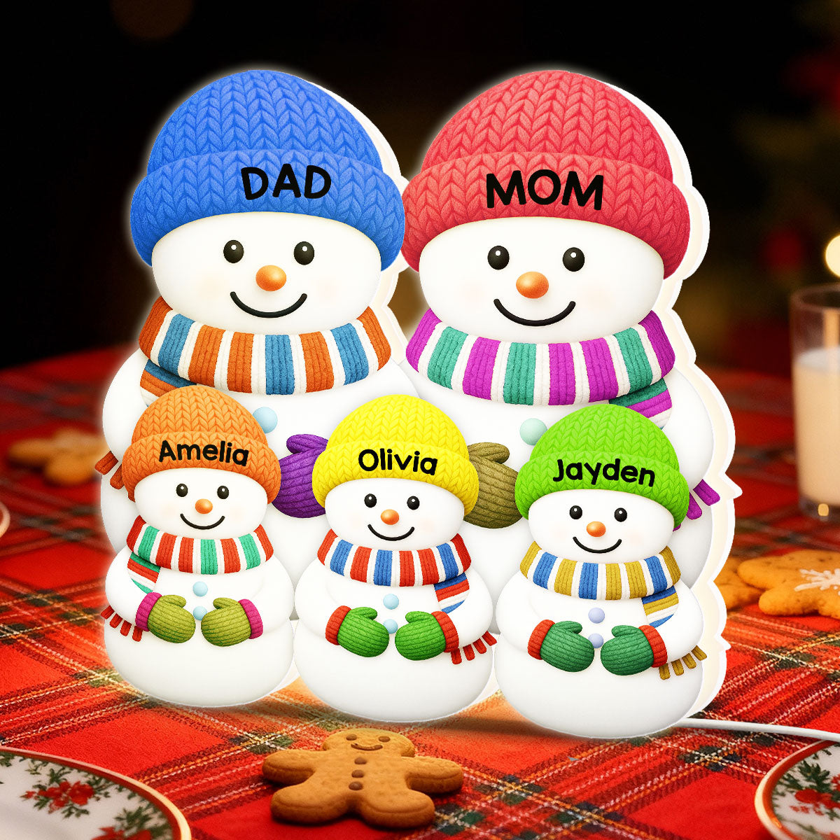 Christmas Cozy Vibe Family Dad Mom And Kids Snowman Together - Personalized Light Box - Christmas Decoration For Family