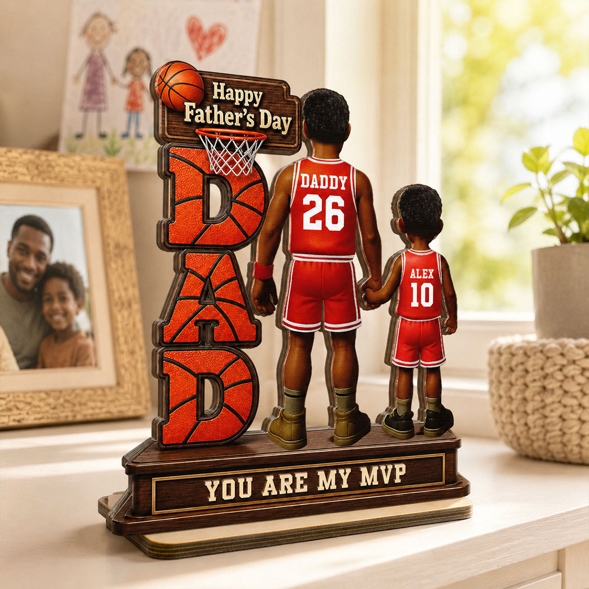 Basketball Dad Legend You Are Our MVP - Personalized 2-Layered Wooden Plaque - Gift For Dad, Husband, Basketball Fans