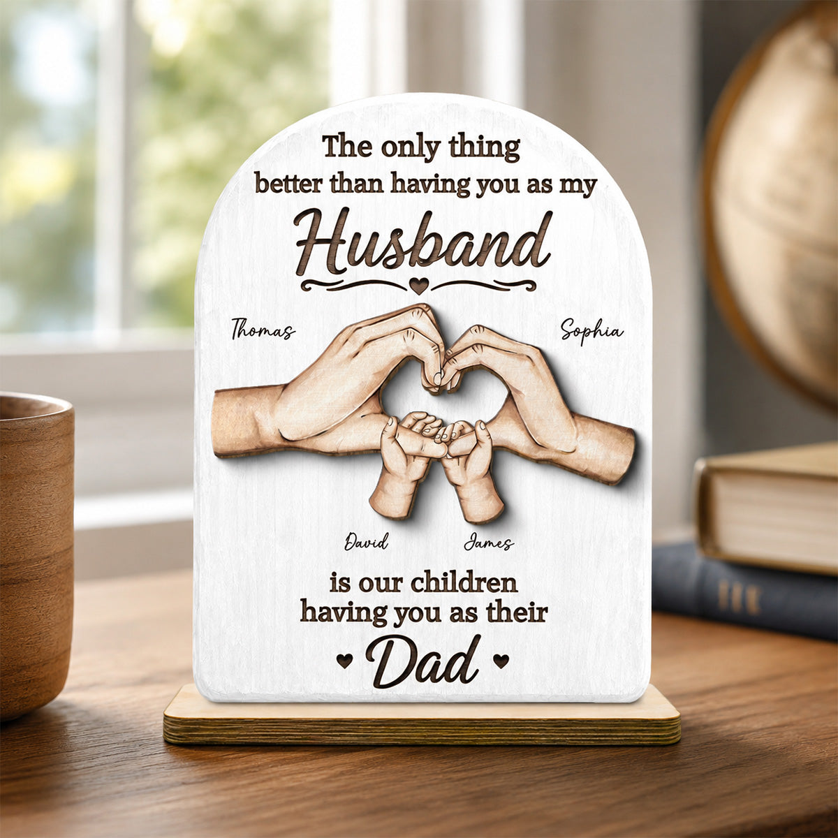 The Only Thing Having You As My Husband Family Hands - Personalized 2-Layered Wooden Plaque - Gift For Husband