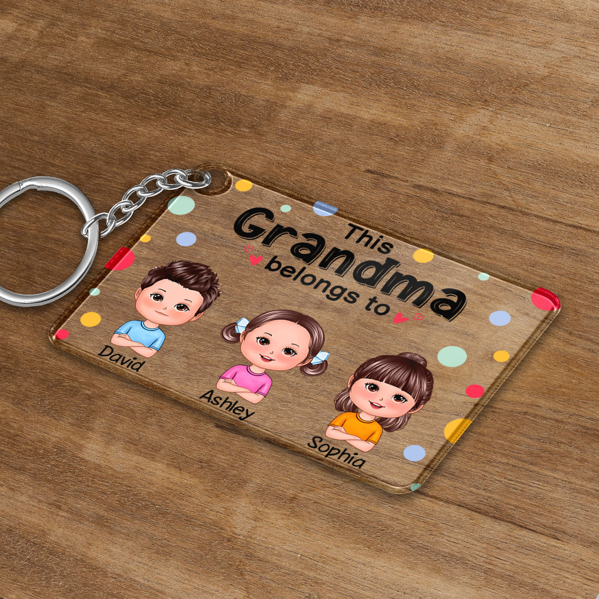 This Mom Grandma Belongs To Cute Doll Kids Personalized Acrylic Keychain, Gift For Birthday, Anniversary