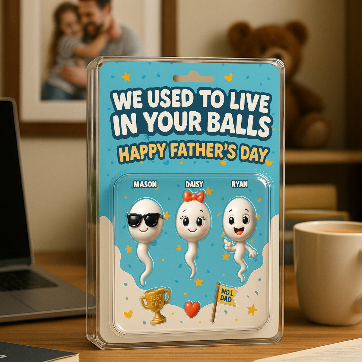 We Used To Live In Your Balls Dad Customer Figure Personalized Acrylic Block Plaque, Gift for Dad, Gift for Husband