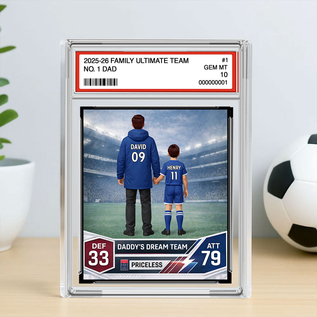 Our Match Of A Lifetime Trading Card - Personalised Acrylic Block Plaque - UK Gift For Football Dad