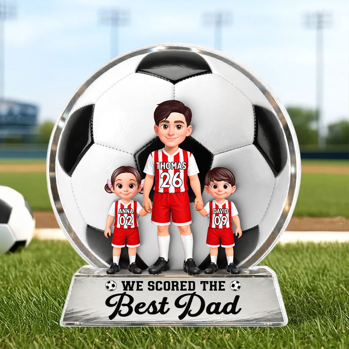 No 1 Soccer Dad We Scored The Best Dad - Personalized Acrylic Block Plaque - Gift For Dad, Husband, Soccer Lovers