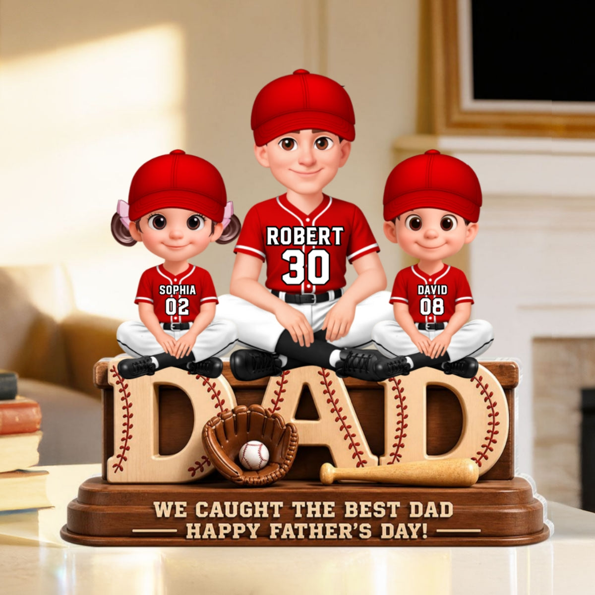 We Caught the Best Baseball Dad - Personalized Acrylic Block Plaque - Gift for Dad, Husband