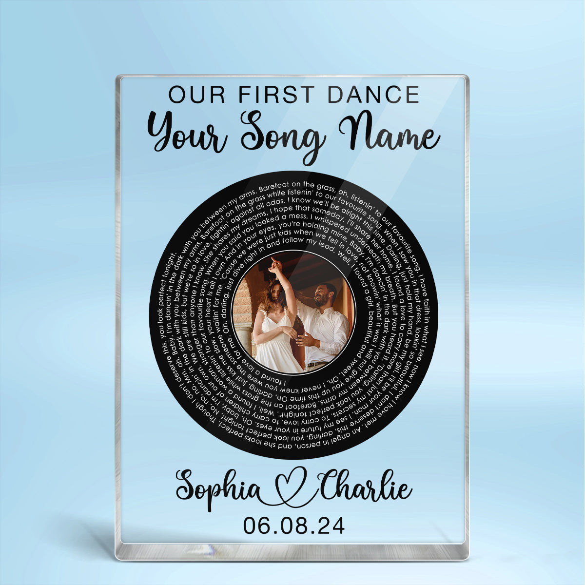 Our Favorite Song Vinyl Record Song Lyrics Art Personalized Rectangle Acrylic Plaque, Anniversary Gift For Him, Gift For Her