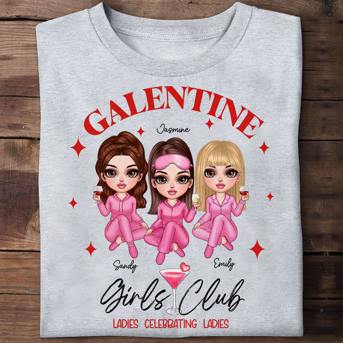 Galentine Girls Club Pajamas Girls Personalized Shirt, Shirt, Social Club, Besties Gift