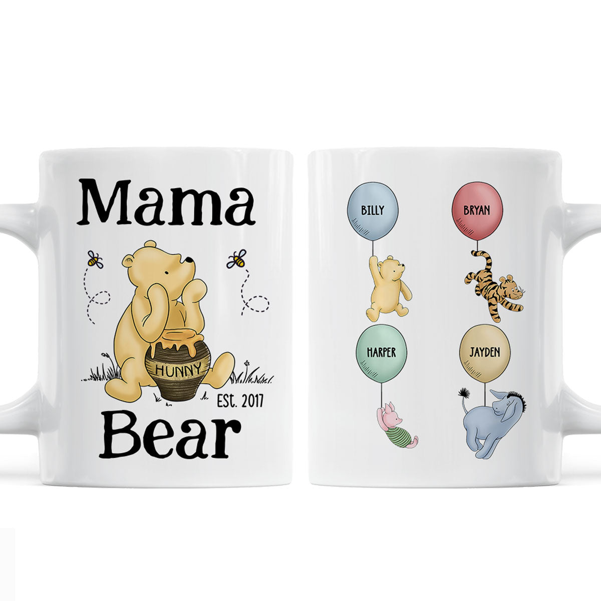 Mama Bear Est. Cute Characters With Balloon Mother‘s Day Gift For Mom Grandma Auntie Personalized Mug
