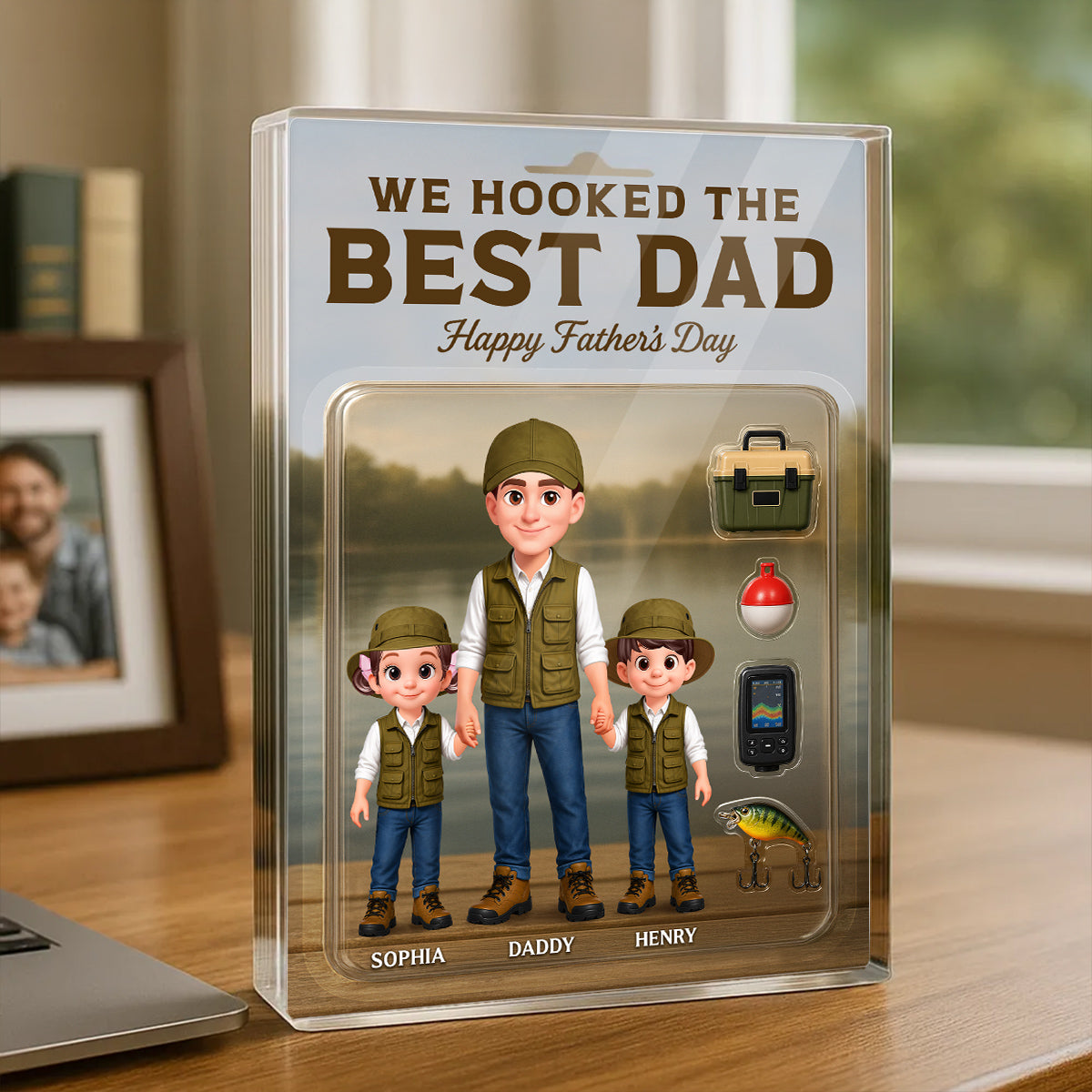 Fishing We Hooked The Best Dad - Personalized Acrylic Block Plaque - Gift For Dad