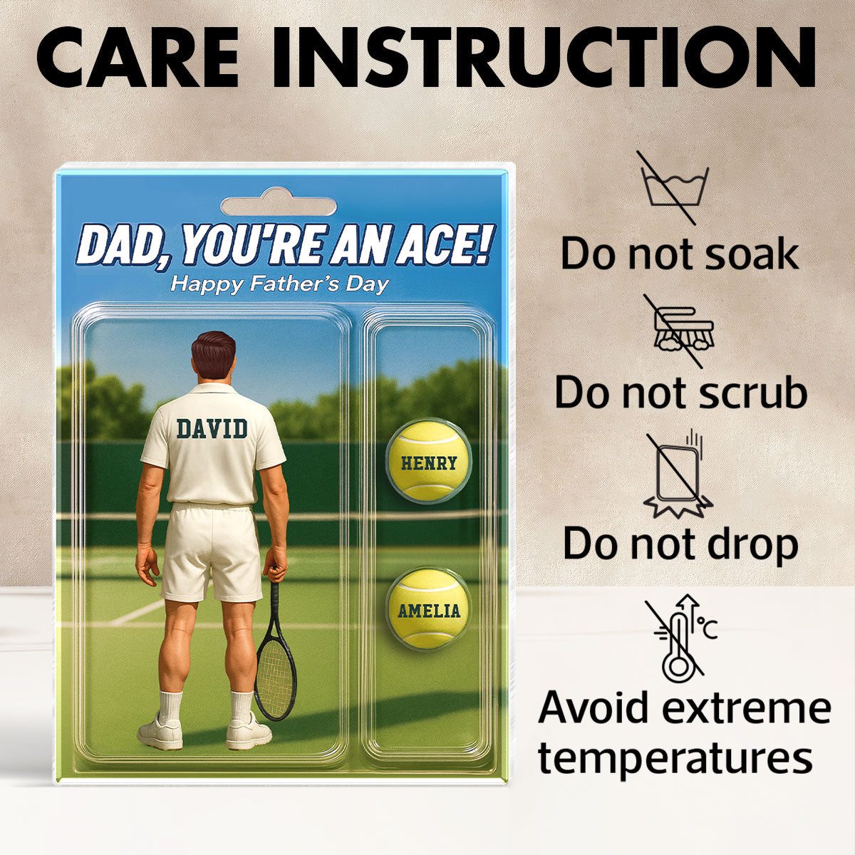 You're An Ace Tennis Dad With Kids' Names Custom Figure Personalized Acrylic Block Plaque, Gift For Him, For Dad