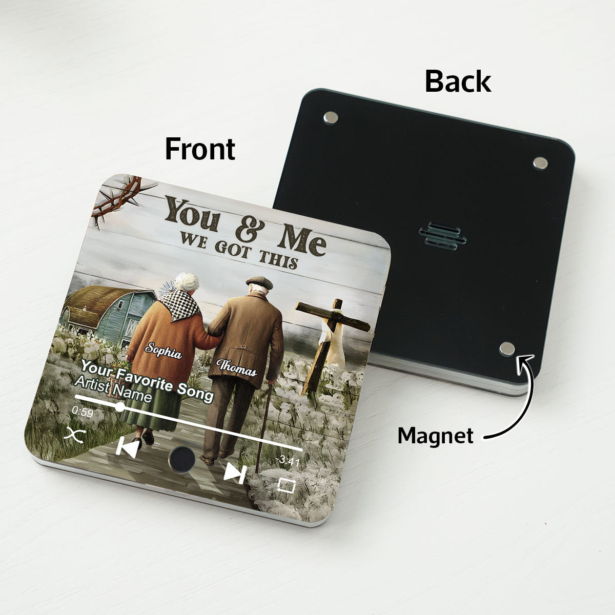 God Knew My Heart Needed You Old Couple Personalized Music Fridge Magnet, Anniversary Gift For Him, For Her