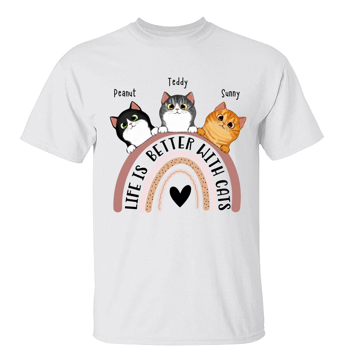 Life Is Better With Cats Boho Rainbow Personalized Shirt