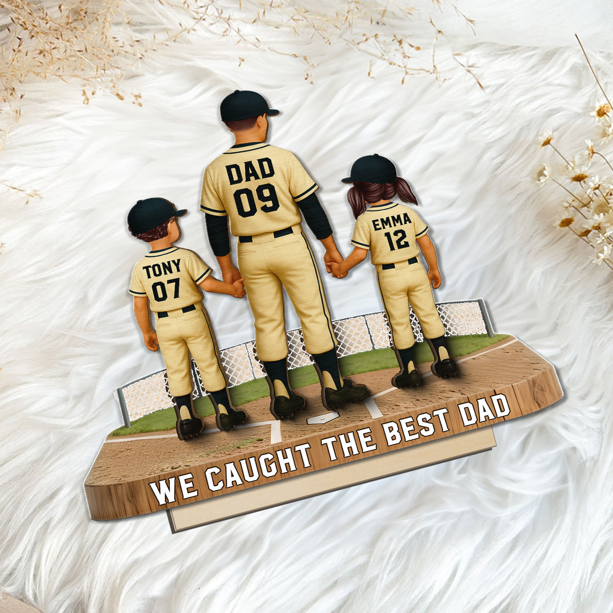 Daddy's Baseball Dream Team - Personalized 2-Layered Wooden Plaque - Gift For Baseball Dad
