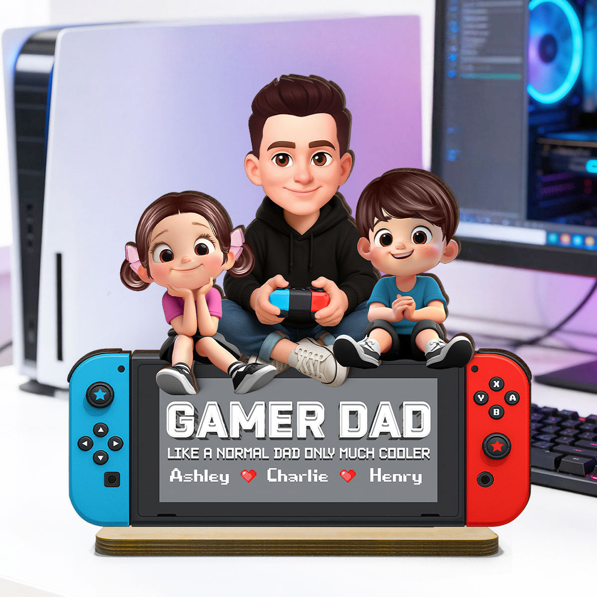 Legend Gamer Dad Much Cooler - Personalized 2-Layered Wooden Plaque - Gift For Dad, Husband, Gamers