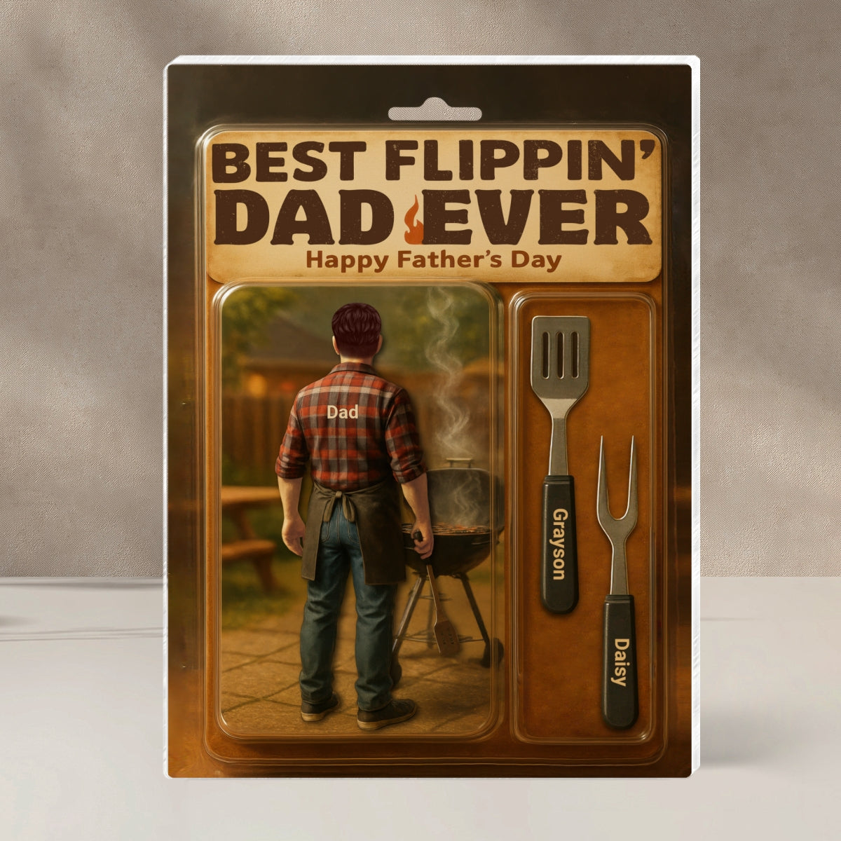 Best Flippin' Dad Ever With Kids' Names Custom Figure Personalized Acrylic Block Plaque, Unique Gift For Him, For Dad, For Grandpa