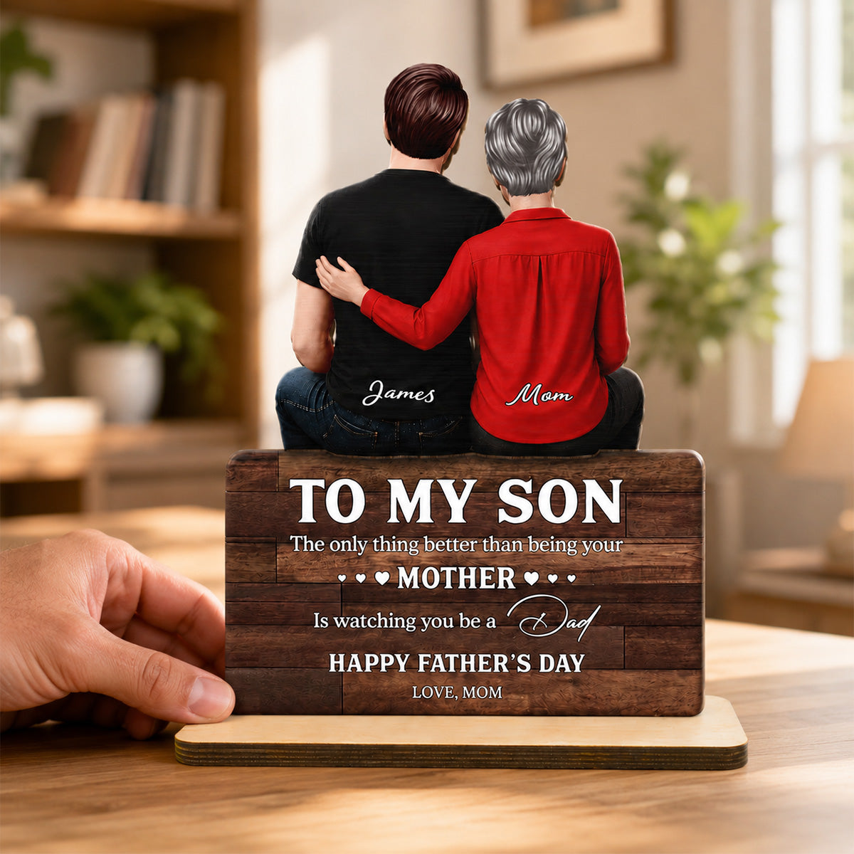 To My Son Happy 2D Flat - Personalized Wooden Plaque - Heartfelt Gift For Son