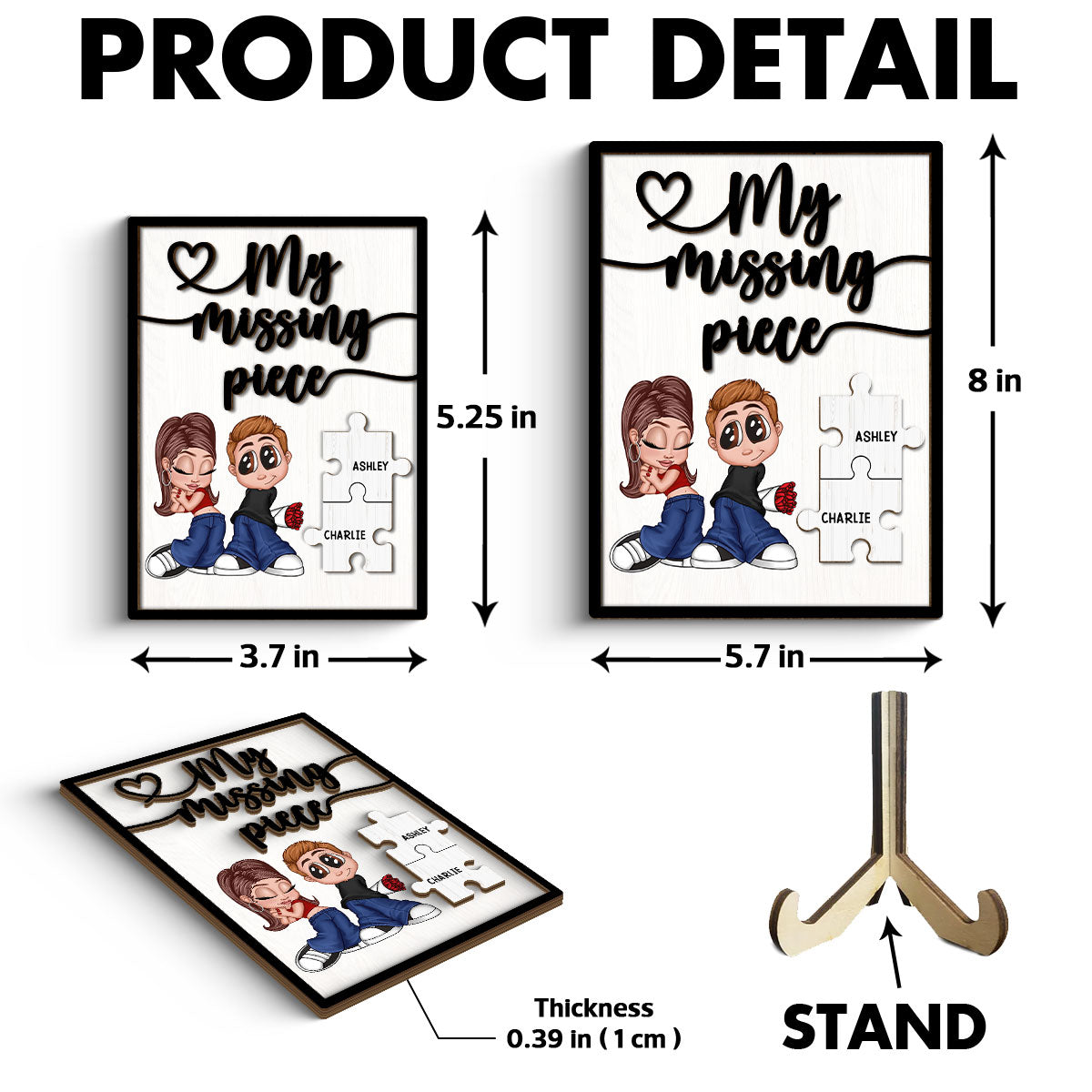 Y2K Couple My Missing Piece Personalized 2-layer Wooden Plaque, Gift For Him, For Her