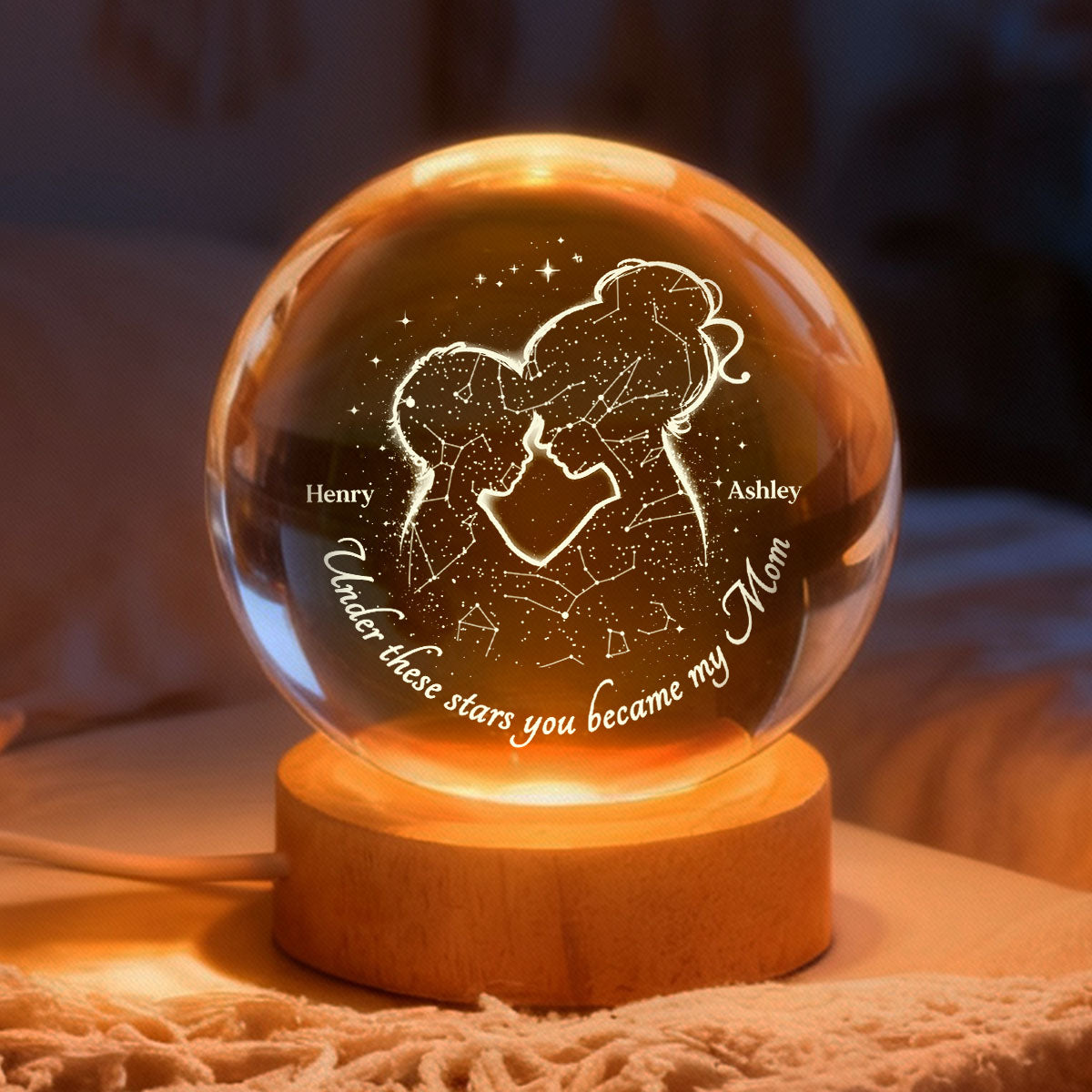 The Night You Became My Mom - Personalized Crystal Ball - Heartfelt Gift For Mom, Grandma