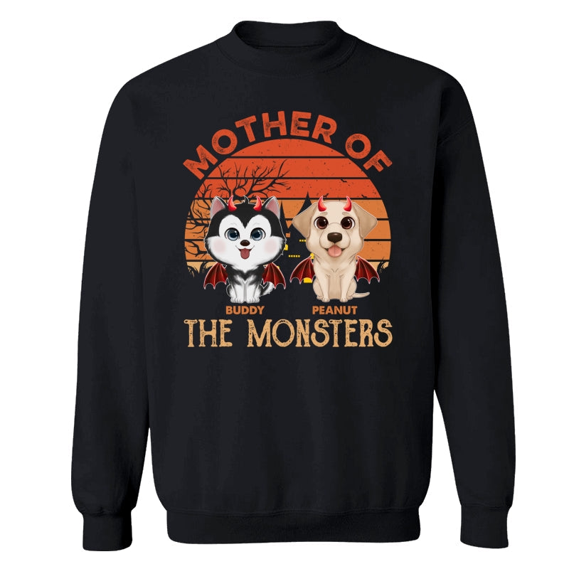 Orange Retro Mother Father Of Monster Halloween Watercolor Cute Dogs Personalized Shirt