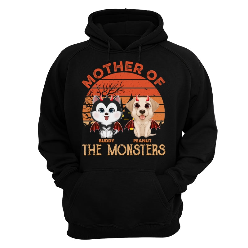 Orange Retro Mother Father Of Monster Halloween Watercolor Cute Dogs Personalized Shirt