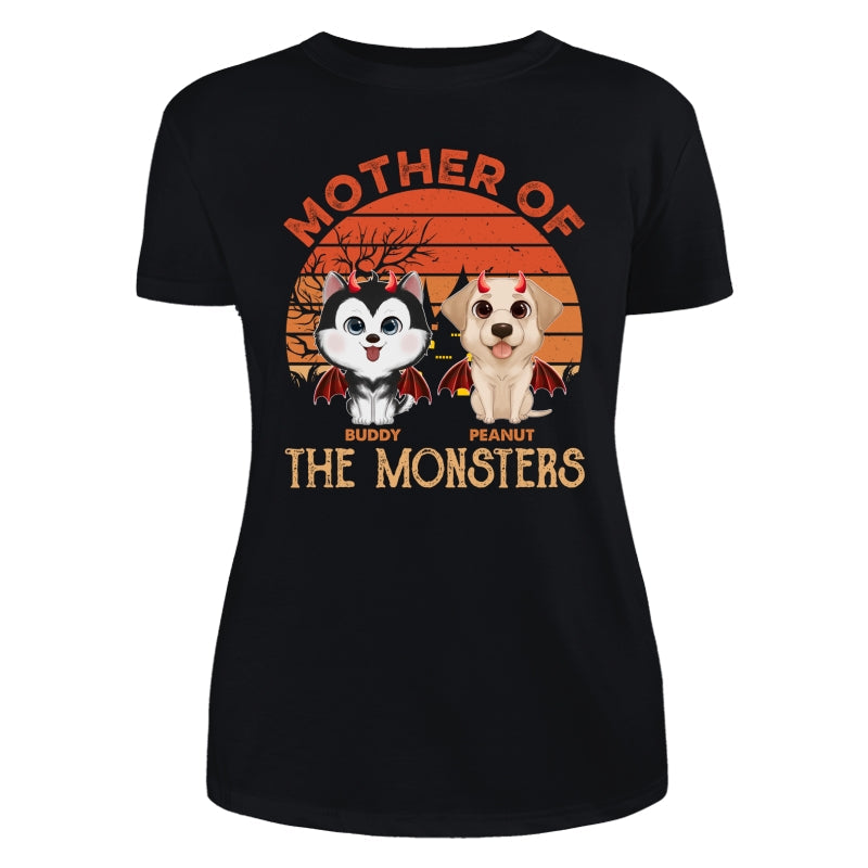 Orange Retro Mother Father Of Monster Halloween Watercolor Cute Dogs Personalized Shirt