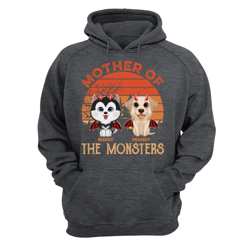 Orange Retro Mother Father Of Monster Halloween Watercolor Cute Dogs Personalized Shirt
