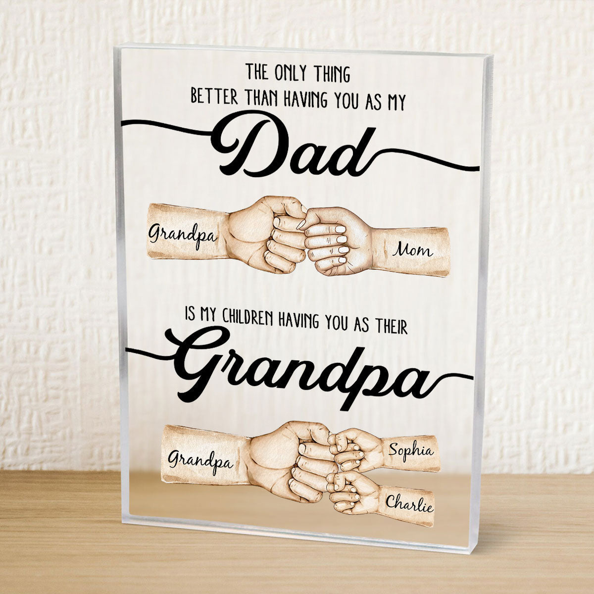 The Only Thing Better Than Having You As My Dad Fist Bump Personalized Acrylic Block,  gift for Dad from Daughter from Son