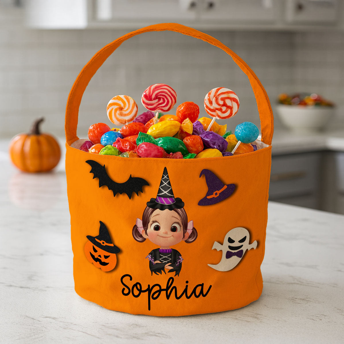 Halloween Theme Cute Cartoon Kid Personalized Trick Or Treat Basket, Gift Bag, Treat Bag For Kids