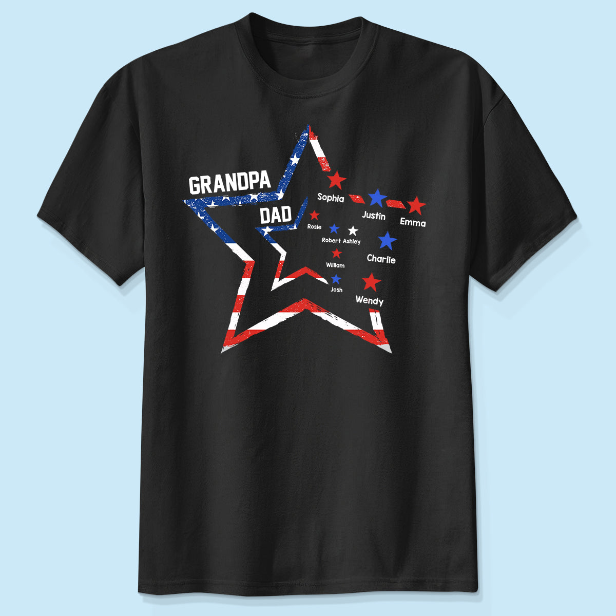 4th of July Dad Papa Grandpa Stars In Star Personalized Shirt