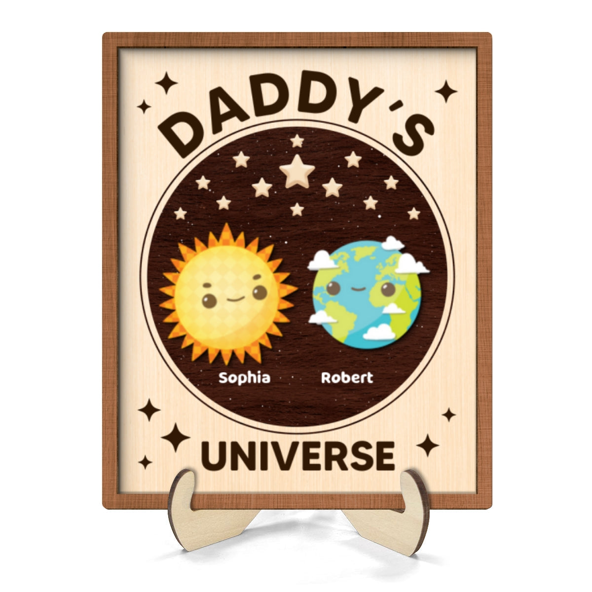 Daddy's Universe  Gift Personalized 2-Layer Wooden Plaque
