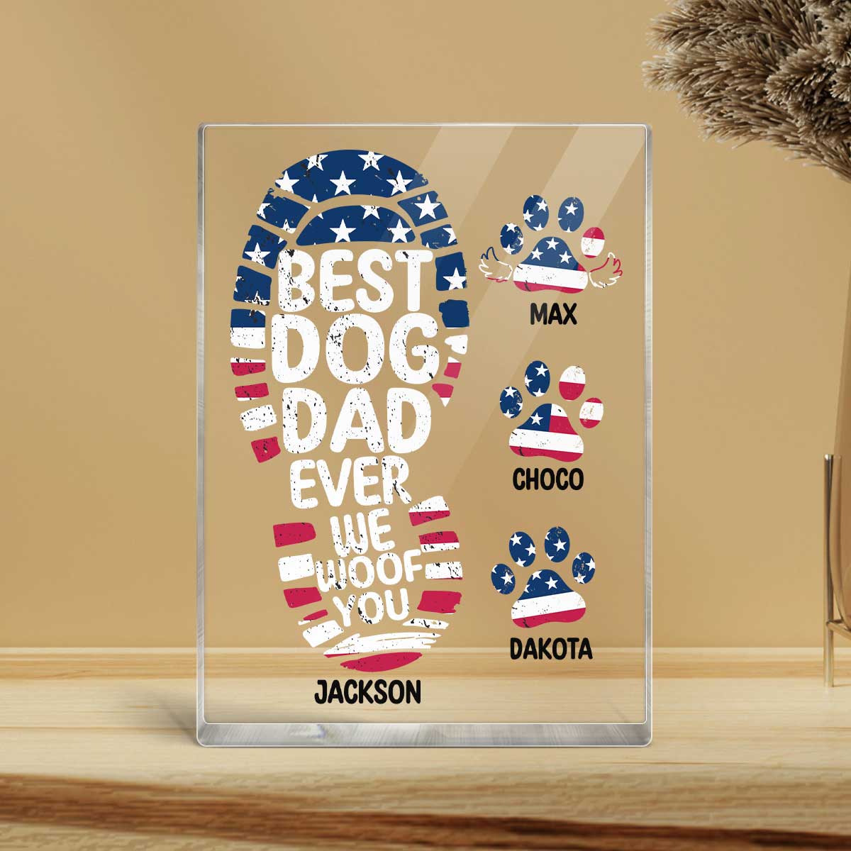 Best Dog Dad Ever We Woof You Personalized Acrylic Block Plaque,  Gift for Dog Dads
