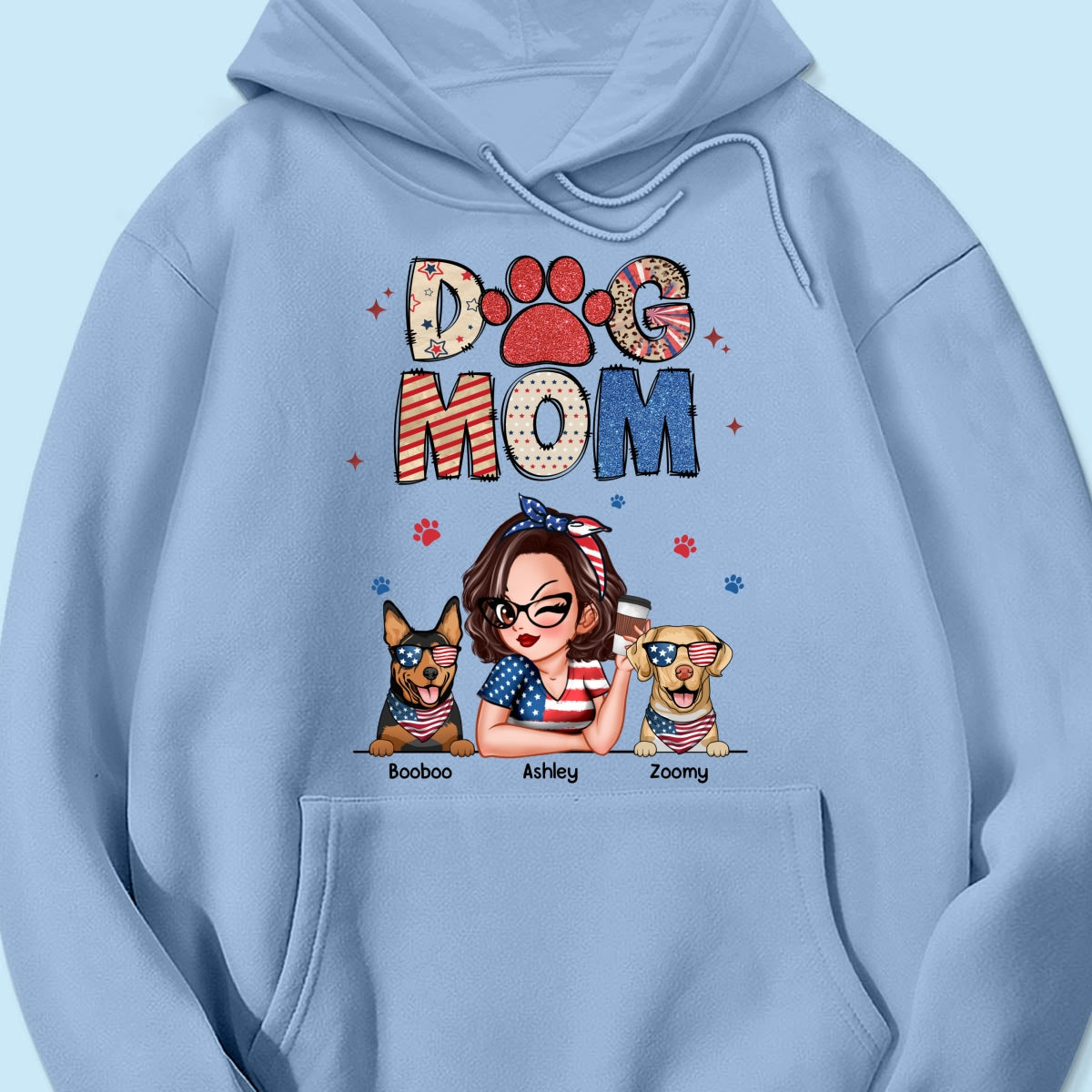Dog Mom 4th of July America Sparkly Pattern Personalized Shirt, Independence Day