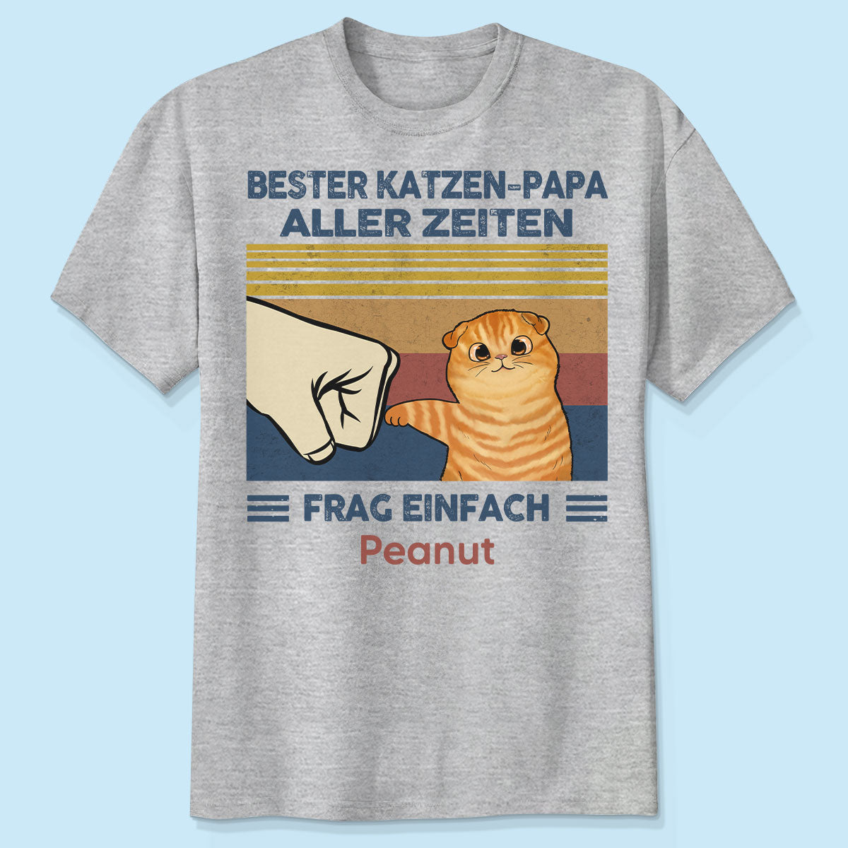 Perfektes Geschenk fr Katzenvter – Personalisiertes T-Shirt mit Katzen-Faustgru