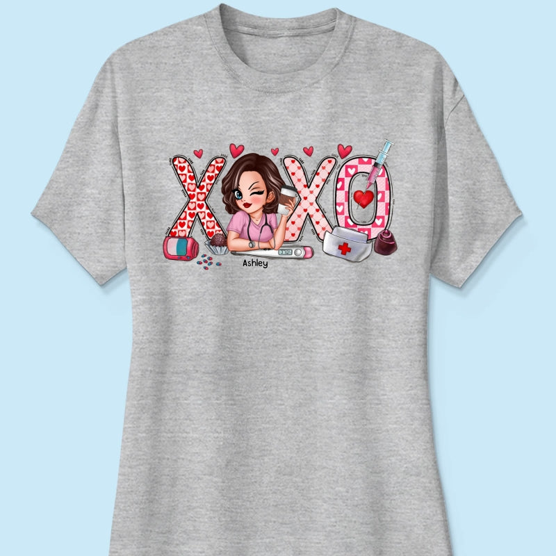 XOXO Nurse Valentines Day Shirt, Sweatshirt, Personalized Gift for Nurses