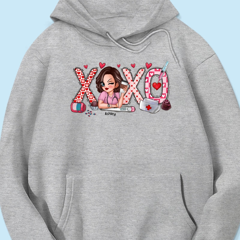 XOXO Nurse Valentines Day Shirt, Sweatshirt, Personalized Gift for Nurses