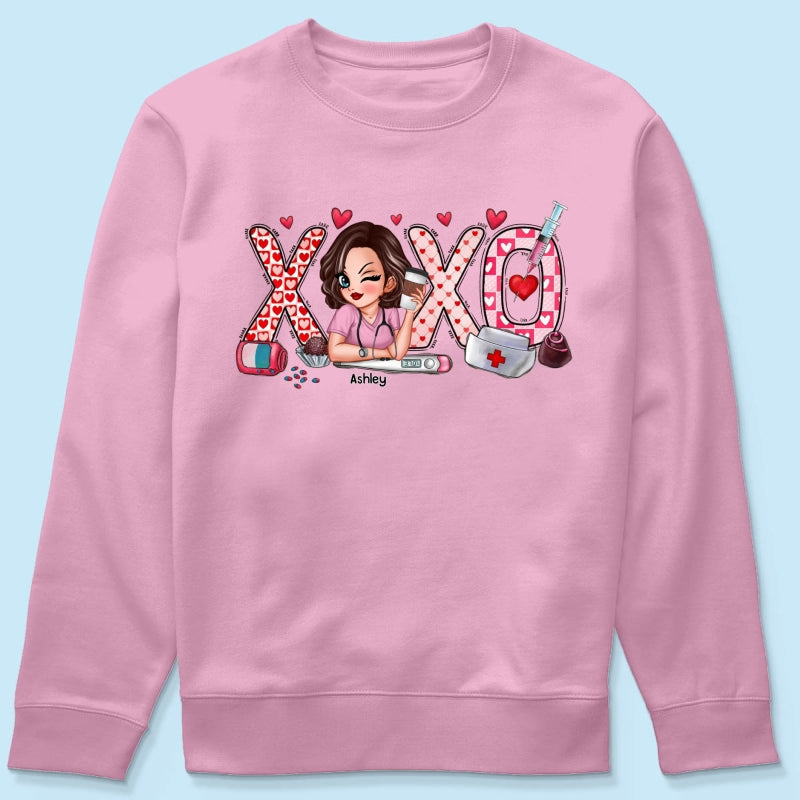 XOXO Nurse Valentines Day Shirt, Sweatshirt, Personalized Gift for Nurses