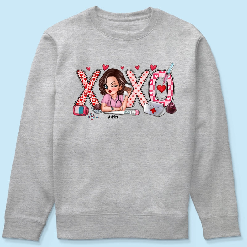 XOXO Nurse Valentines Day Shirt, Sweatshirt, Personalized Gift for Nurses