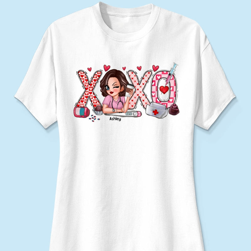 XOXO Nurse Valentines Day Shirt, Sweatshirt, Personalized Gift for Nurses