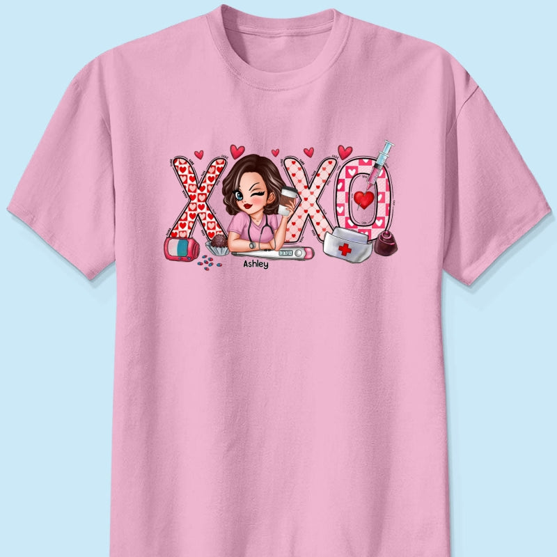 XOXO Nurse Valentines Day Shirt, Sweatshirt, Personalized Gift for Nurses