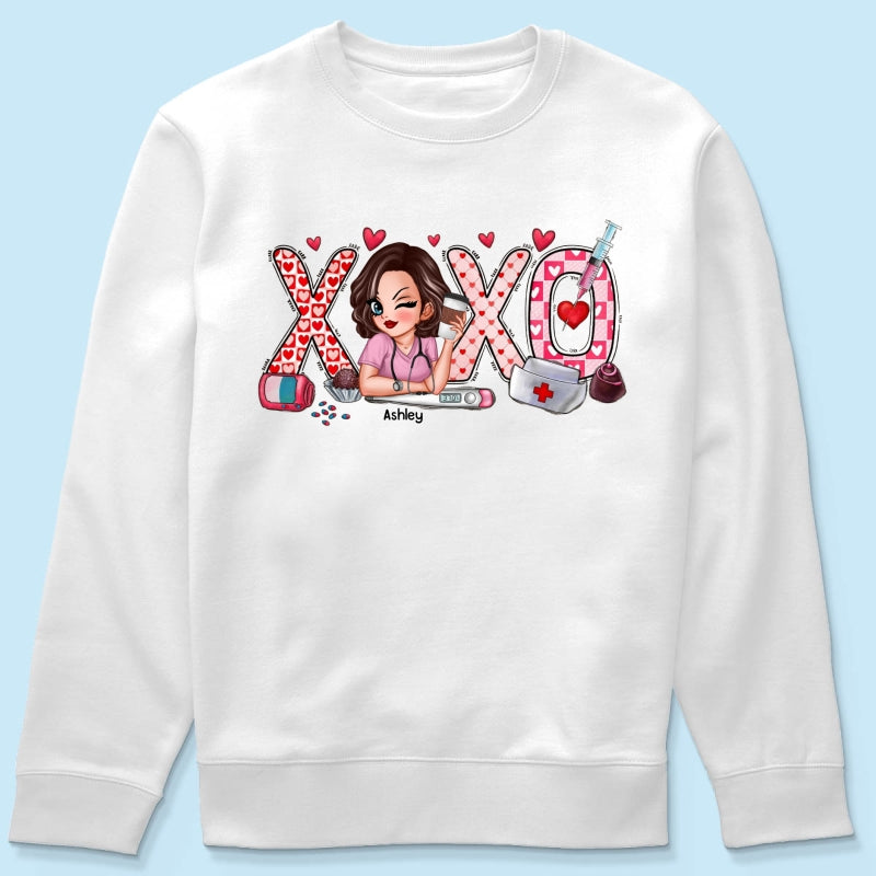 XOXO Nurse Valentines Day Shirt, Sweatshirt, Personalized Gift for Nurses