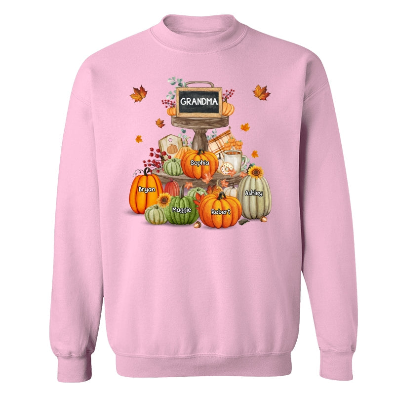 Pumpkins Tiered Tray Grandma Fall Season Personalized Shirt