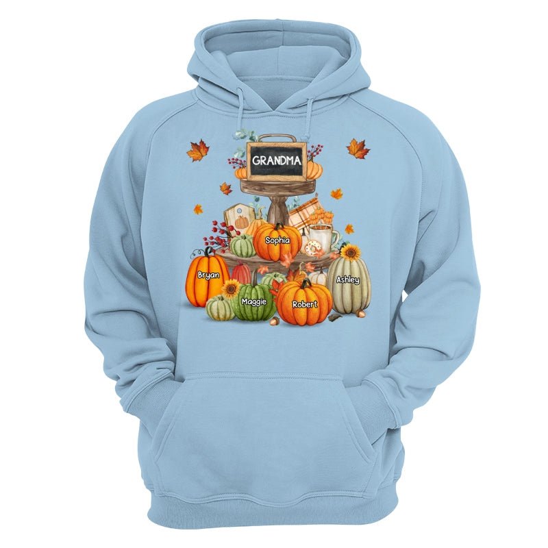Pumpkins Tiered Tray Grandma Fall Season Personalized Shirt