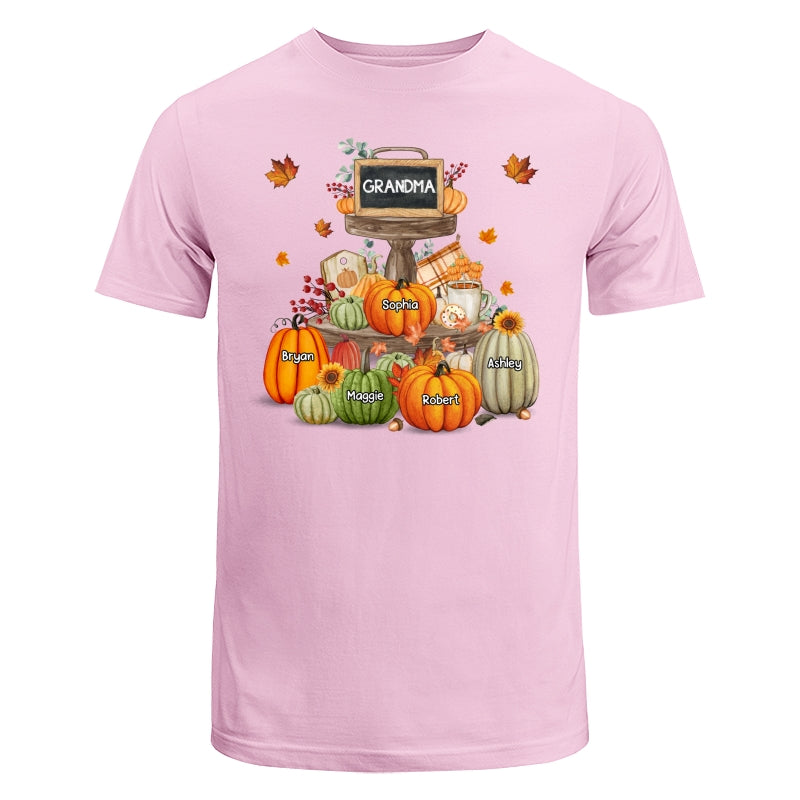 Pumpkins Tiered Tray Grandma Fall Season Personalized Shirt