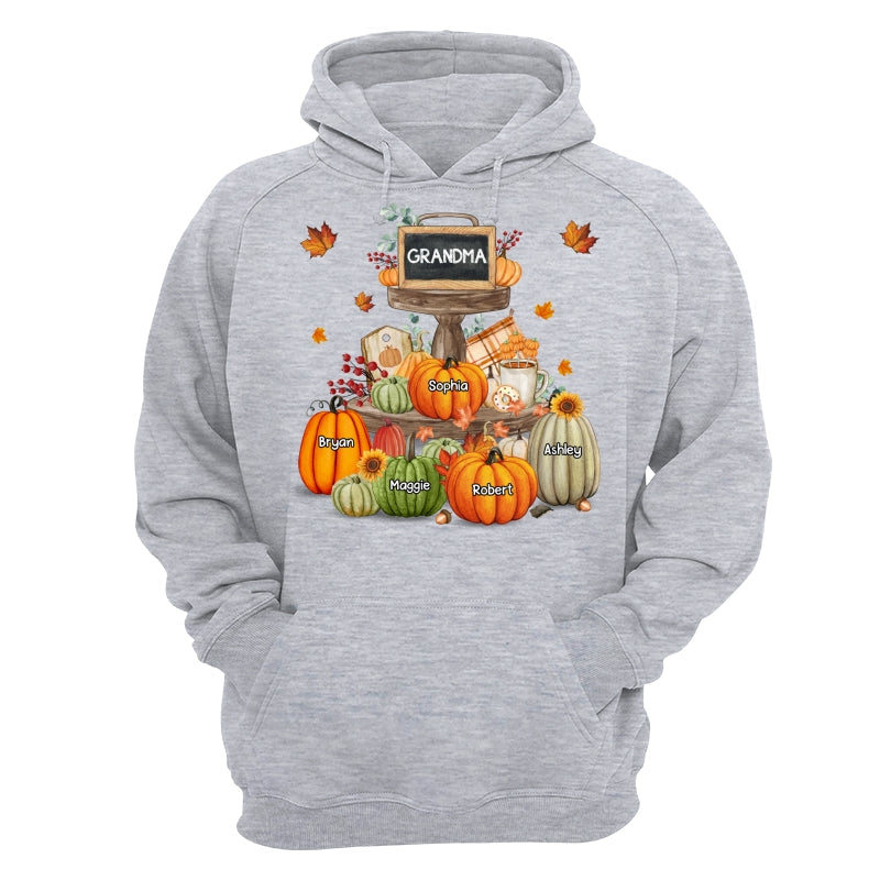 Pumpkins Tiered Tray Grandma Fall Season Personalized Shirt
