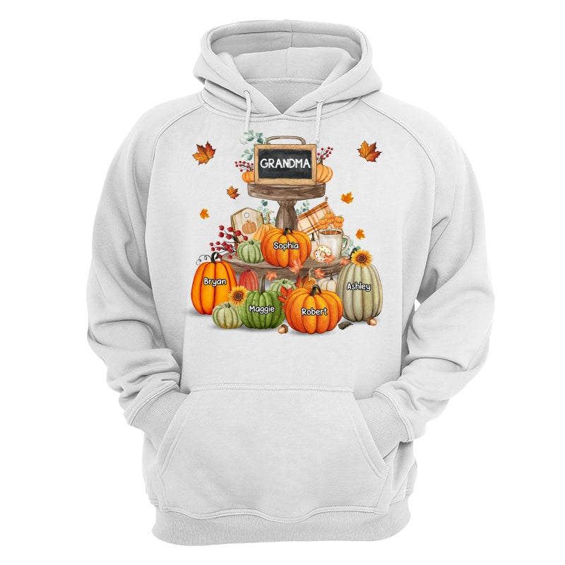 Pumpkins Tiered Tray Grandma Fall Season Personalized Shirt