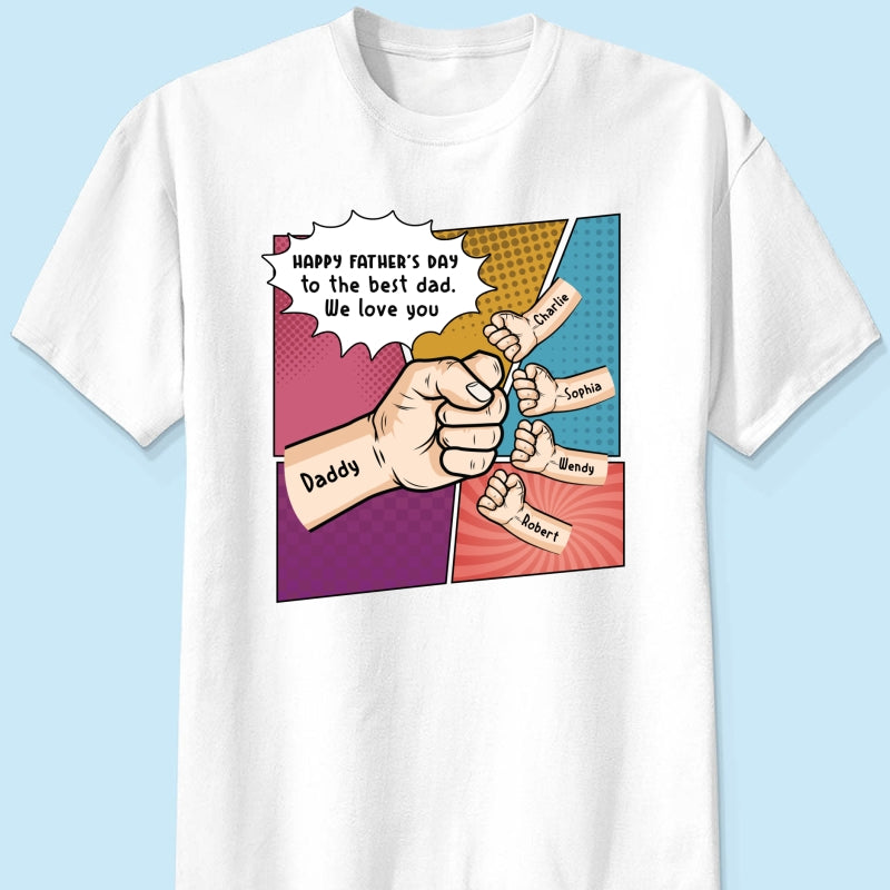 Pop Art Fist Bump Happy Father's Day Personalized Shirt